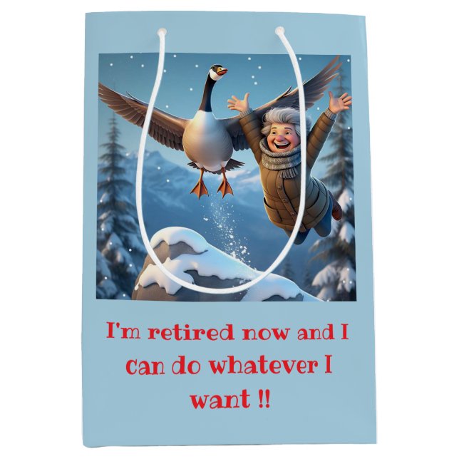 " RETIRED and HAPPY " Mittlere Geschenktüte (Vorderseite)