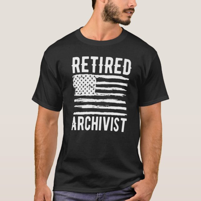 Retired Archivist Profession American Flag Premium T-Shirt (Vorderseite)