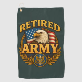 Retired ARMY Design with flag & eagle Golfhandtuch