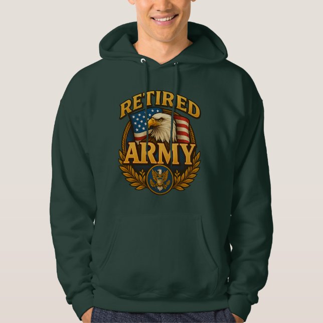 Retired ARMY Design with flag & eagle Hoodie (Vorderseite)