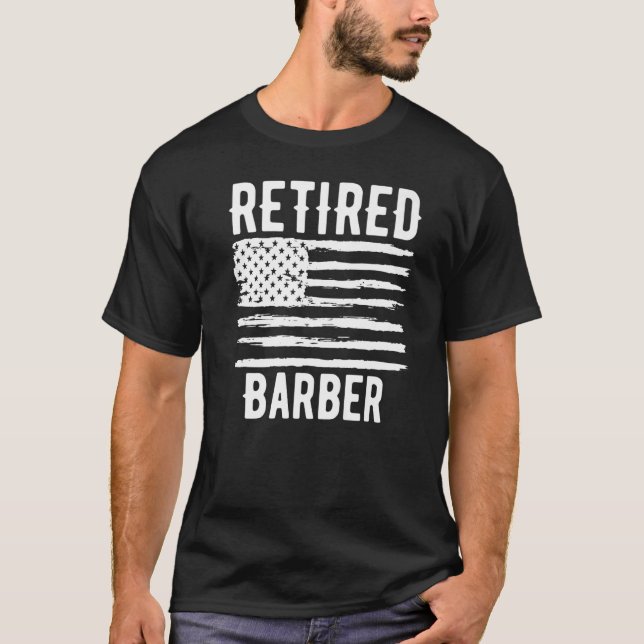 Retired Barber Profession American Flag Premium T-Shirt (Vorderseite)