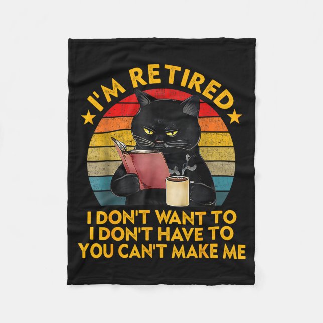 Retired Black Cat Coffee Funny Retirement 2026 Wom Fleecedecke (Vorderseite)