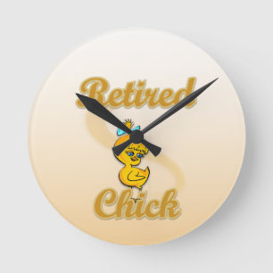 Retired Chick Runde Wanduhr