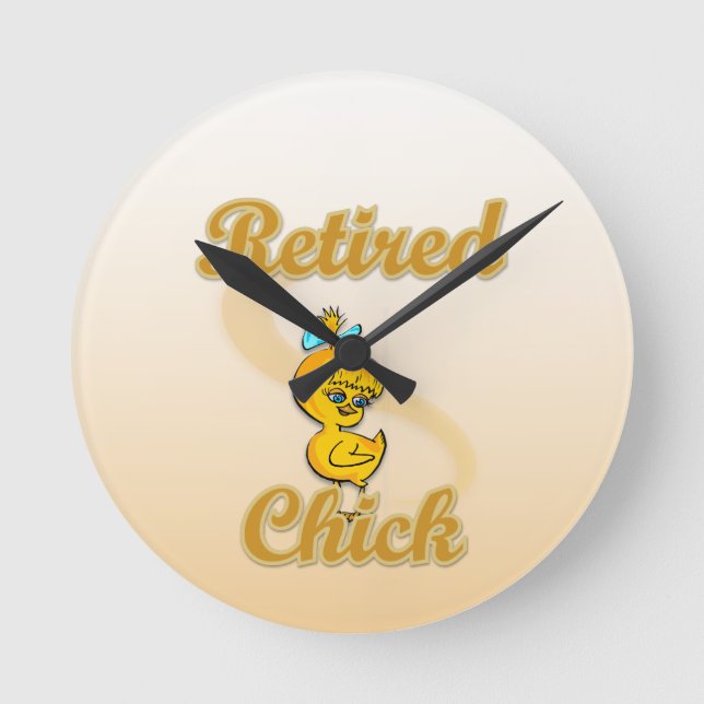 Retired Chick Runde Wanduhr (Vorderseite)