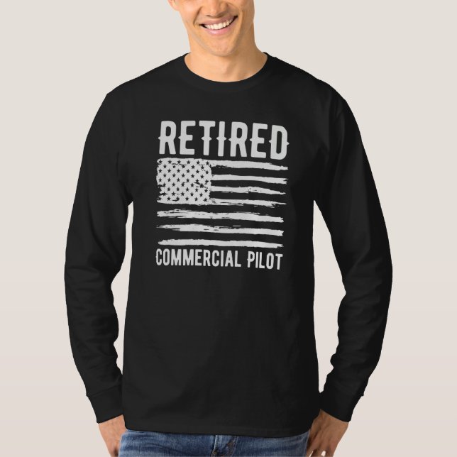 Retired Commercial Pilot Profession American Flag  T-Shirt (Vorderseite)