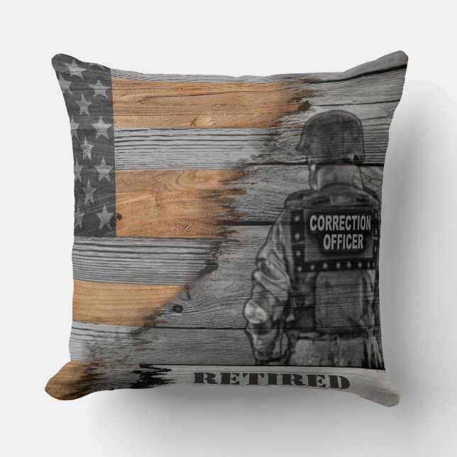 RETIRED Correction Officer Large Throw Pillow Kissen (Vorderseite)