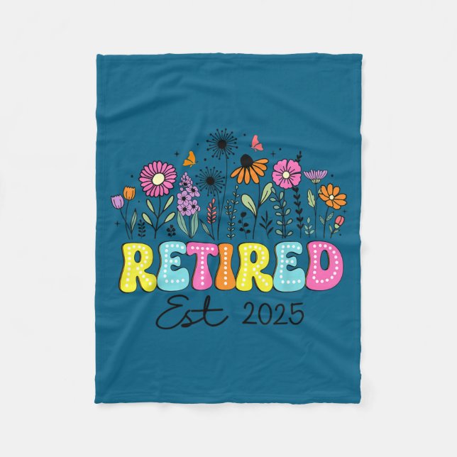 Retired Est 2025 Boho Floral Retirement Retire Tea Fleecedecke (Vorderseite)