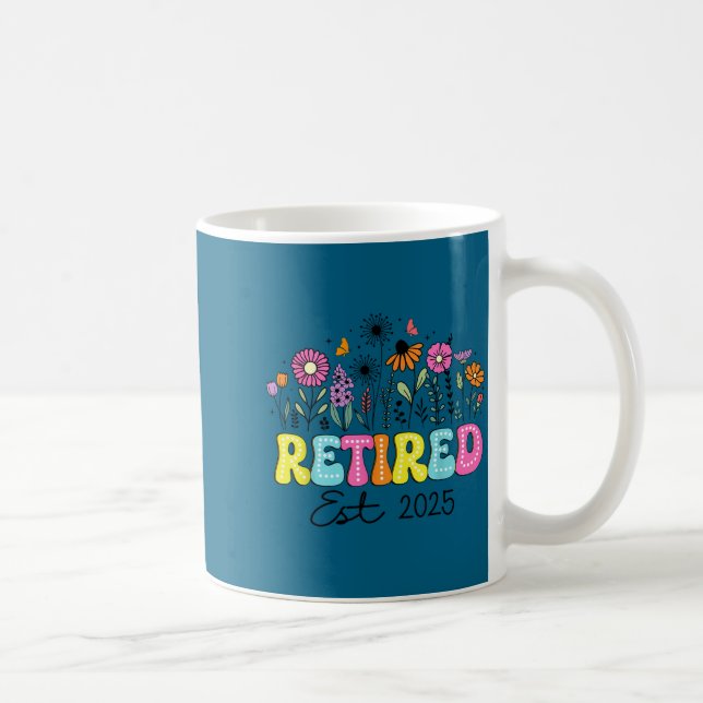 Retired Est 2025 Boho Floral Retirement Retire Tea Kaffeetasse (Rechts)