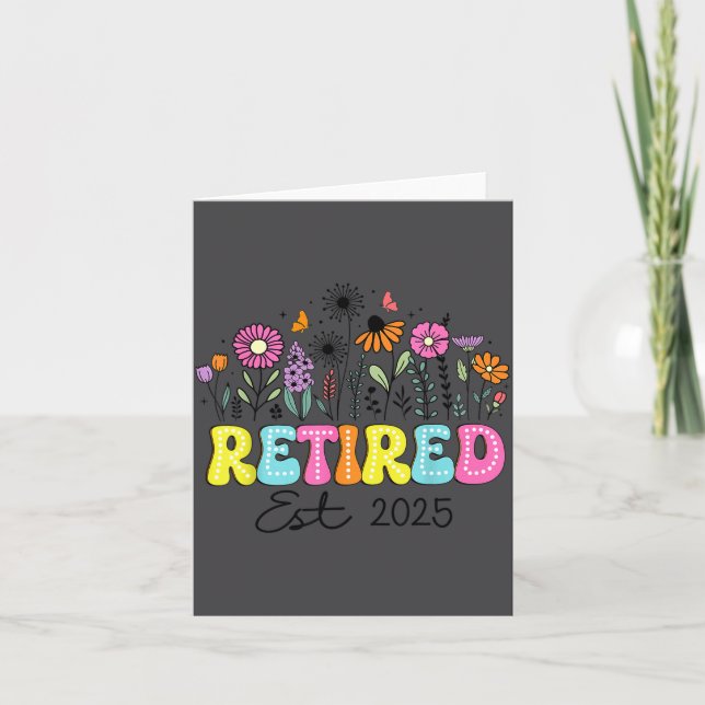 Retired Est 2025 Boho Floral Retirement Retire Tea Karte (Vorderseite)