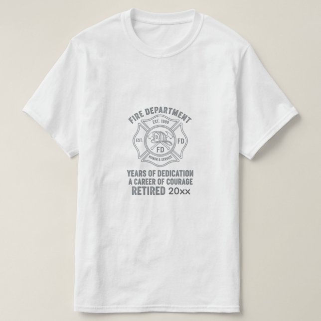 Retired Firefighter T-Shirt with Custom Years (Design vorne)