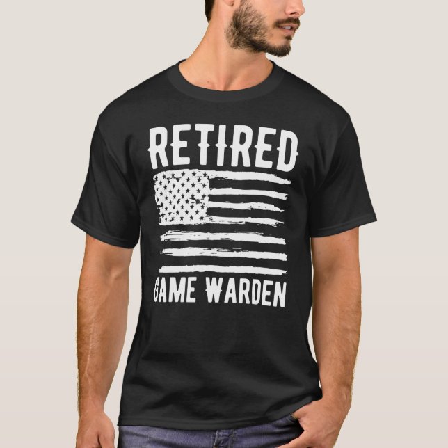 Retired Game Warden Profession American Flag T-Shirt (Vorderseite)