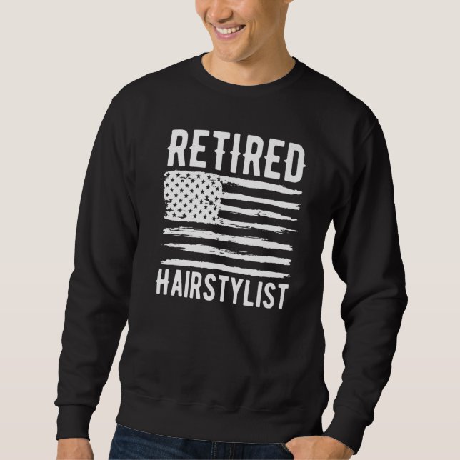 Retired Hairstylist Profession American Flag Premi Sweatshirt (Vorderseite)