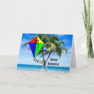 Retired Optometrist, Colorful Beachdesign Karte