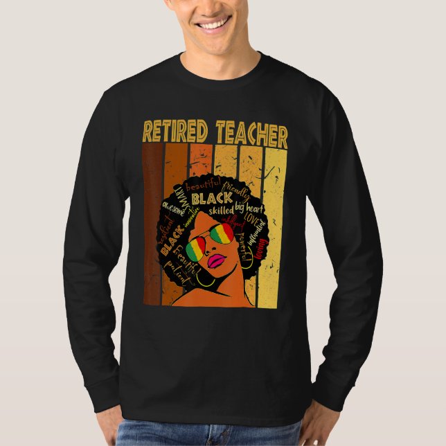 Retired Teacher Afro African American Black Histor T-Shirt (Vorderseite)