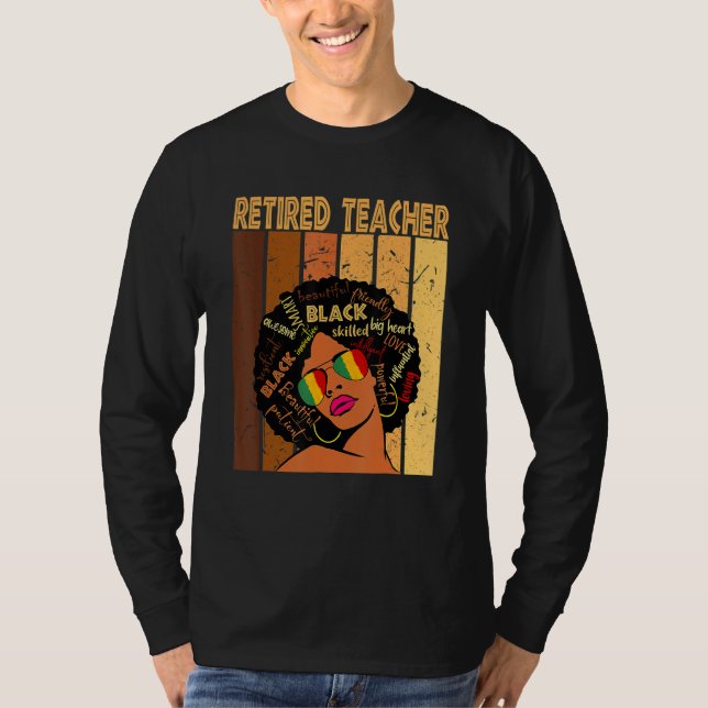 Retired Teacher Afro African American Black Histor T-Shirt (Vorderseite)