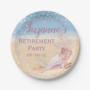 Retirement Beach Coastal Party Pappteller