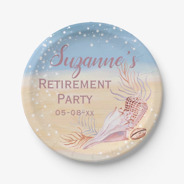 Retirement Beach Coastal Party Pappteller (Vorderseite)