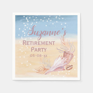 Retirement Beach Coastal Party Serviette
