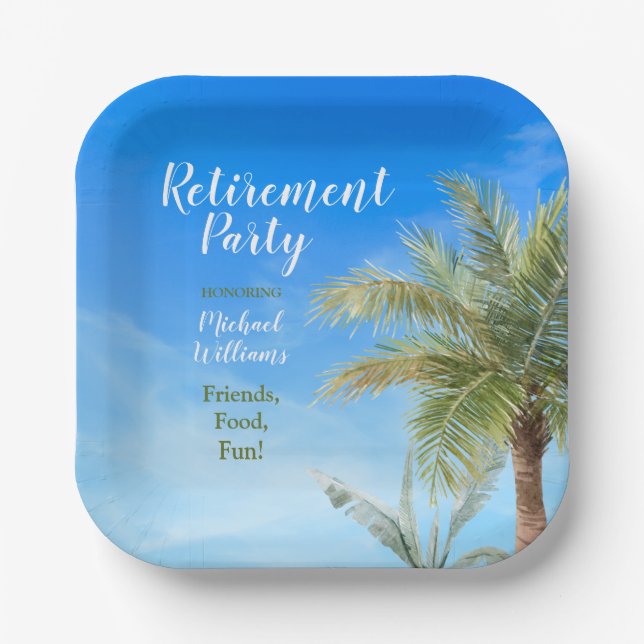 Retirement Beach Thema Party Freunde Essen Spaß Pappteller (Vorderseite)
