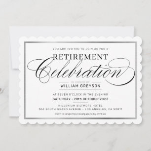 RETIREMENT CELEBRAMER DINNER Modernes Silberschwar Einladung