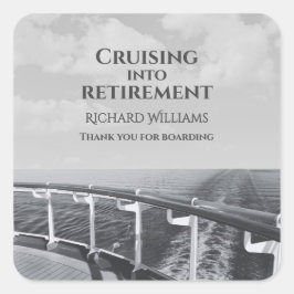 Retirement Cruising into Retirement Cruise Ship Quadratischer Aufkleber