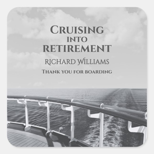 Retirement Cruising into Retirement Cruise Ship  Quadratischer Aufkleber (Vorderseite)