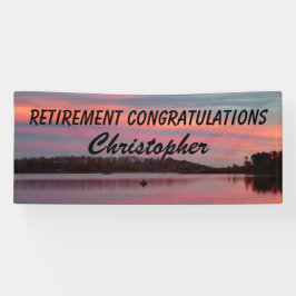 Retirement Glückwunsch Fisherman Sunset Lake Banner
