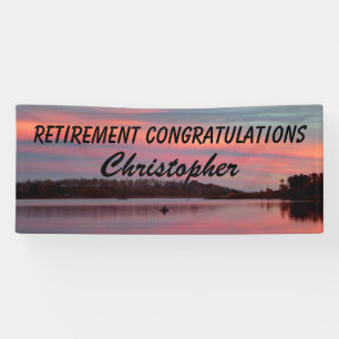 Retirement Glückwunsch Fisherman Sunset Lake Banner
