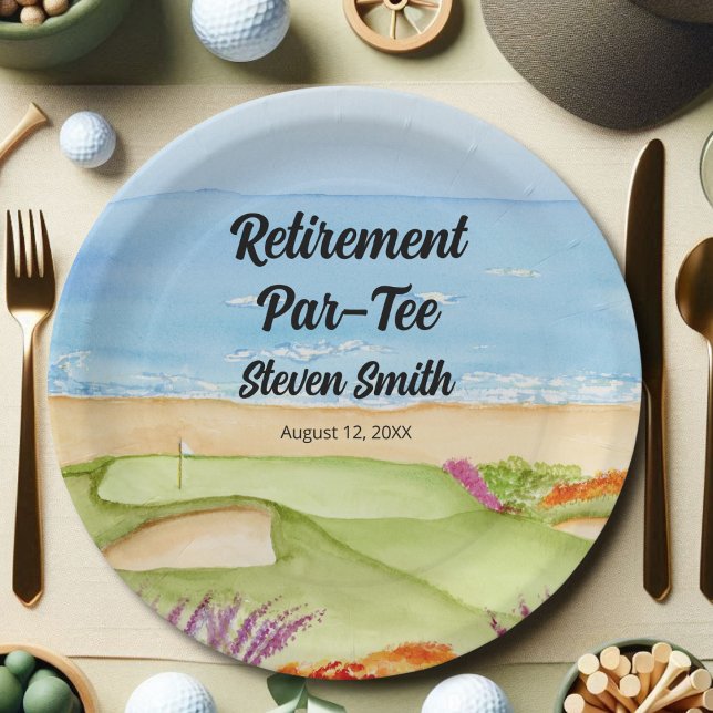Retirement Golf Course by the Beach Invitation Pappteller (Von Creator hochgeladen)