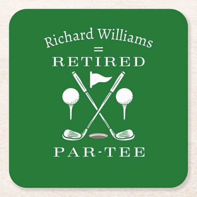 Retirement Golf Modernes Emblem Golf Clubs müde Rechteckiger Pappuntersetzer (Vorderseite)