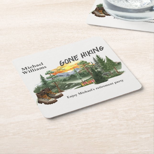 Retirement Gone Hiking to the Mountains Sunrise    Rechteckiger Pappuntersetzer (angewinkelt)