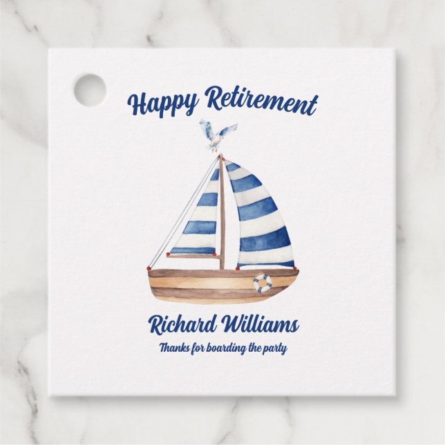 Retirement Happy Retirement Sailboat Watercolor Geschenkanhänger (Vorderseite)