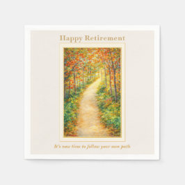 Retirement Napkin | Autumn Path Countryside Scene Serviette