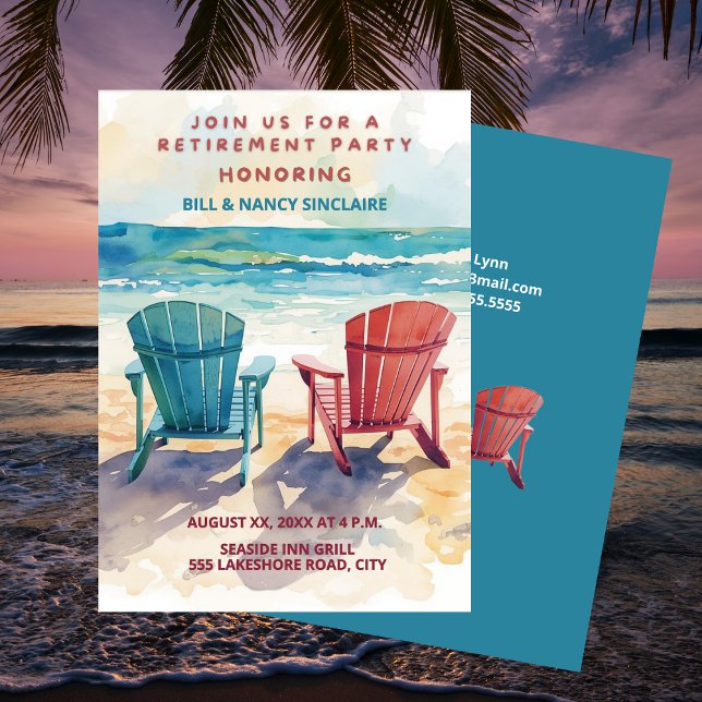 Retirement Party Beach Theme Casual Fun Einladung (Retirement Party Beach Theme Casual Fun Invitation)
