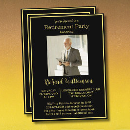 Retirement Party Elegant and Gold Photo Einladung