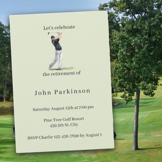 Retirement Party Golfer Watercolor Einladung (Von Creator hochgeladen)