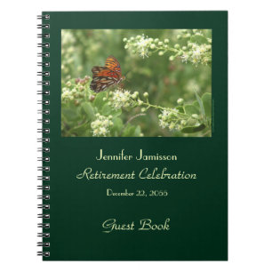 Retirement Party Guest Book, Orange Butterfly Notizblock
