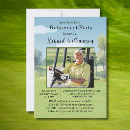 Retirement Party Photo Watercolor Golf Theme Einladung
