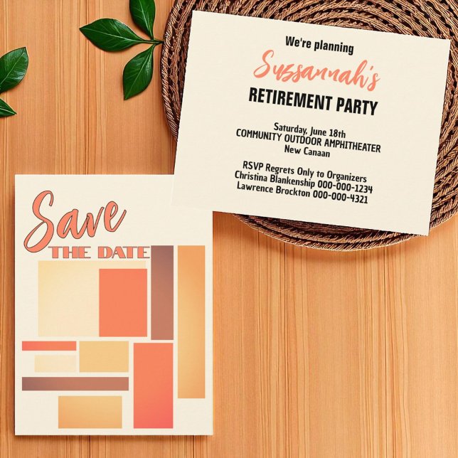 Retirement Party Save The Date Announcement Ankündigungspostkarte (front and template back retirement save the date postcard)