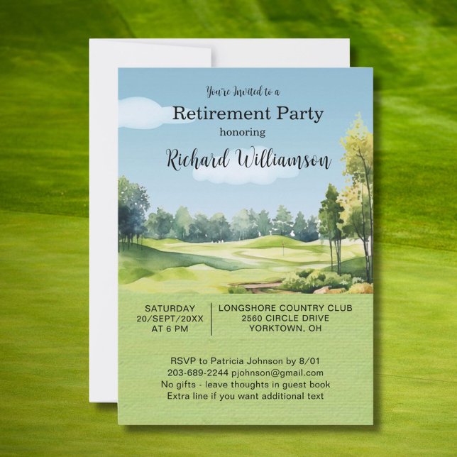 Retirement Party Watercolor Golf Theme Invitation Einladung (Von Creator hochgeladen)