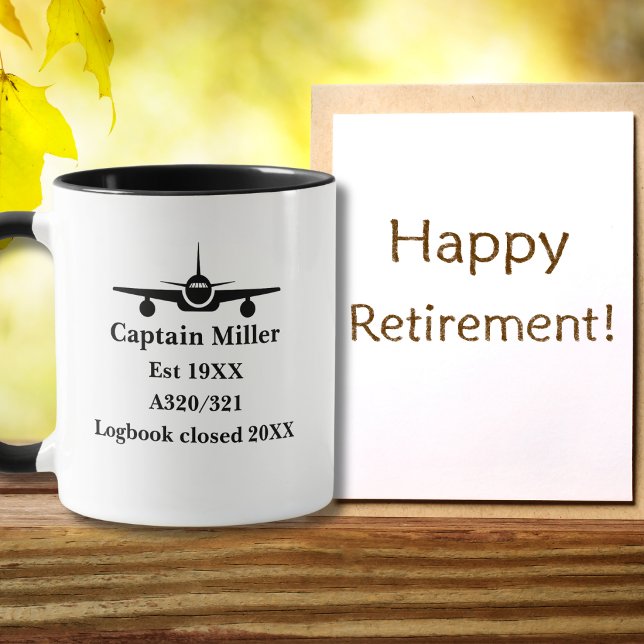 Retirement Pilot Airplane Minimalist Black Custom Tasse (Von Creator hochgeladen)