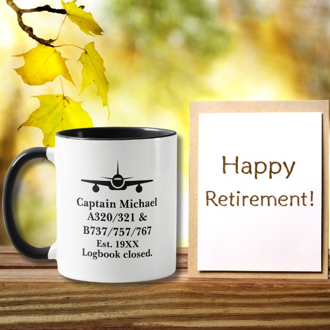 Retirement Pilot Airplane Minimalist Black Custom Tasse (Von Creator hochgeladen)