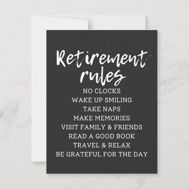 Retirement Rules Sign, Retirement Gift Sign (Vorderseite)