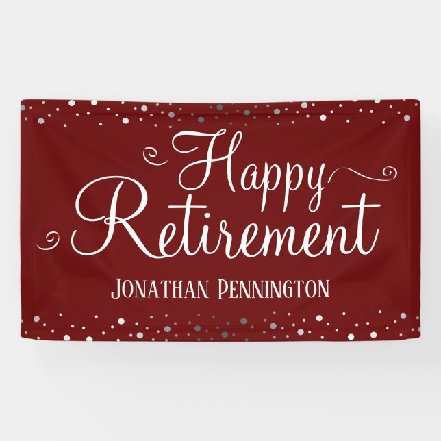 Retirement Simple Silver Confetti Banner (Horizontal)