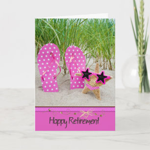 Retirement-starfish and flip-flops karte