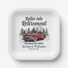 Retirement Travel Theme Classic Retro Car Rolling Pappteller