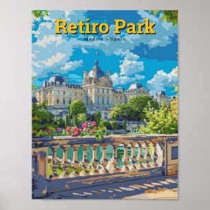 Retiro-Park Madrid Spanien Vintage Reise Poster