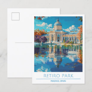 Retiro-Park Madrid Spanien Vintage Reise Postkarte