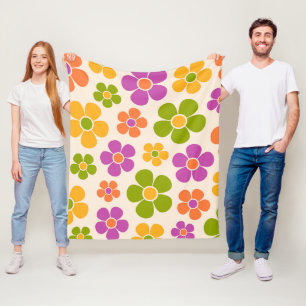 Reto 1960er Style Mid Mod Floral Pattern Fleecedecke