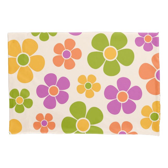 Reto 1960er Style Mid Mod Floral Pattern Kissenbezug (Vorderseite)